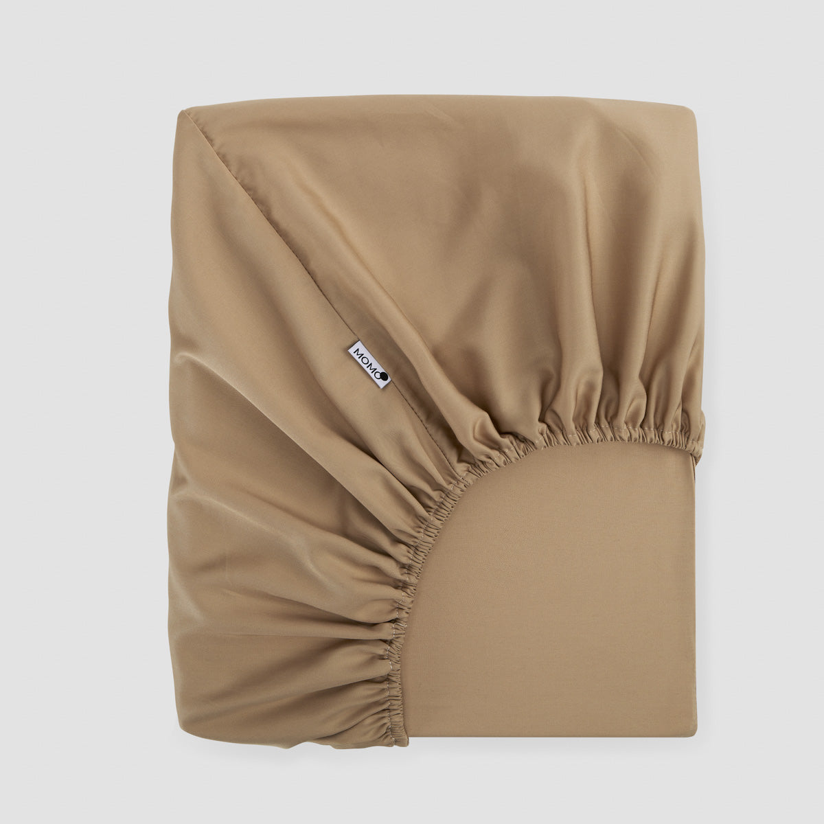 Lençol de baixo ajustável Azul bege bambu by Momo Cotton – tecido de cetim 300 fios, suave, respirável e sustentável.
