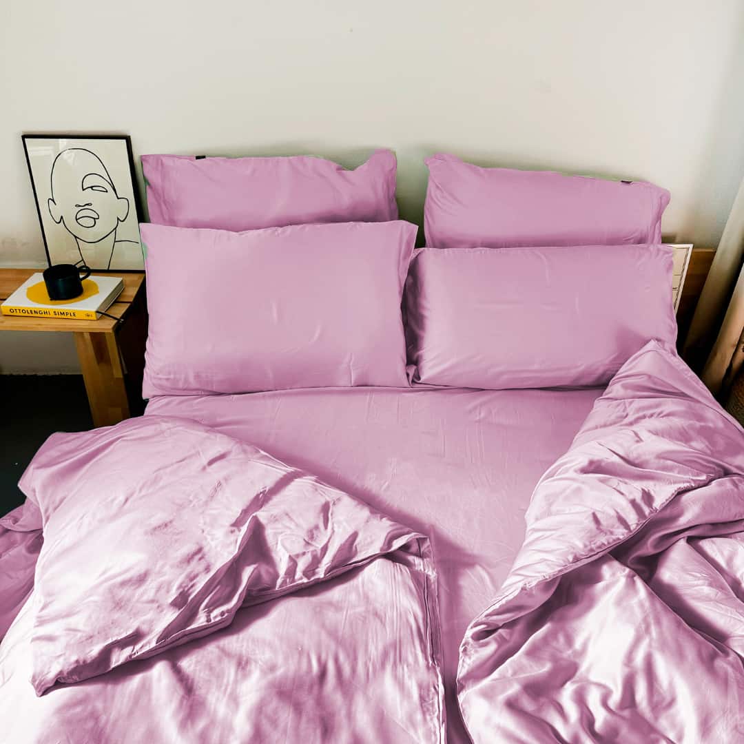 Violet bambù copripiumino double completo – copripiumino e cuscini, morbido, traspirante e sostenibile bedding